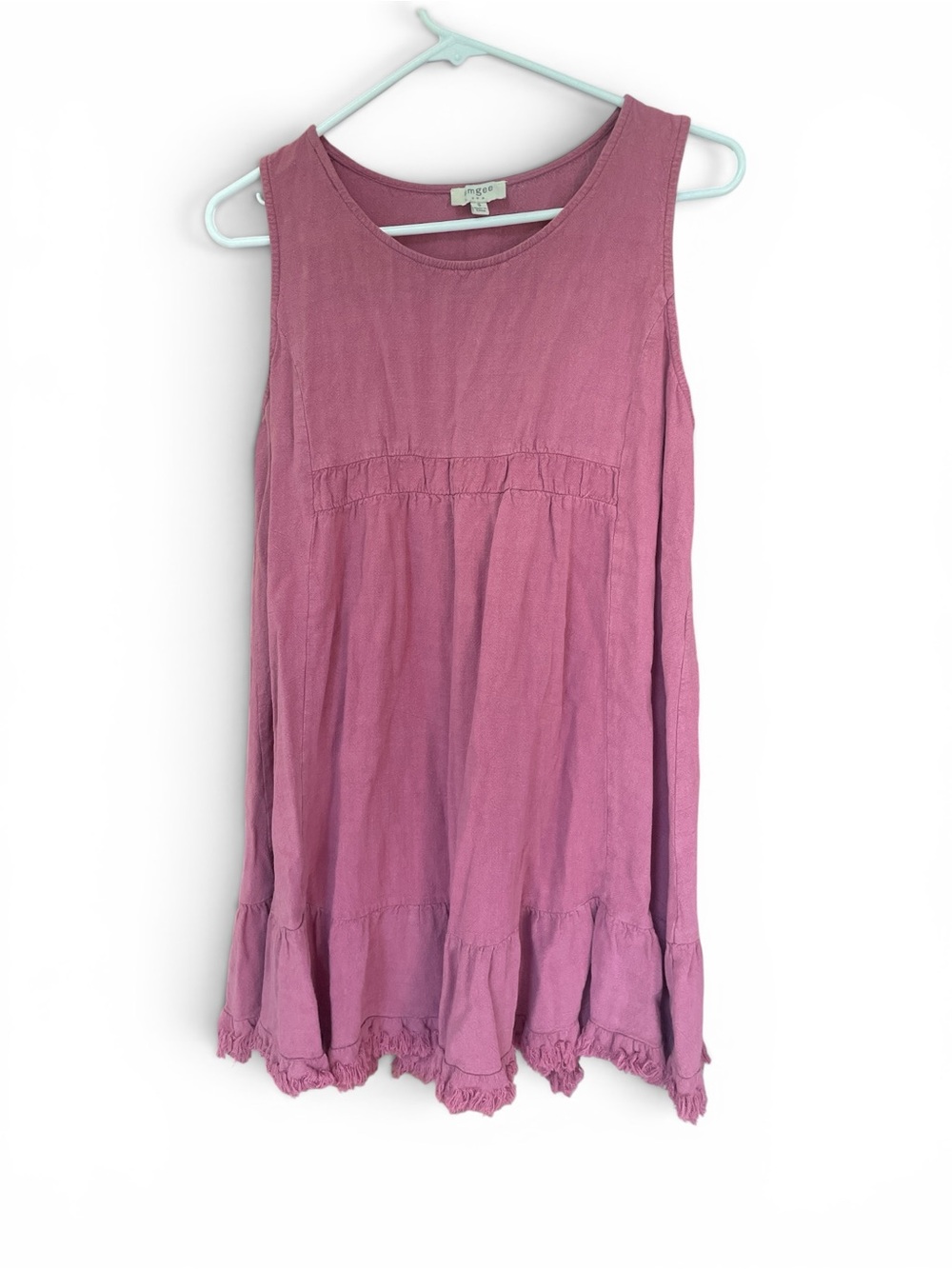 Umgee Mauve Linen Cotton Sleeveless Ruffle Hem Tunic Dress Small Blush Pink Boho - Picture 2 of 5